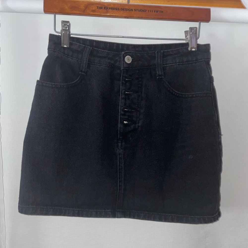 Black Denim Mini Skirt